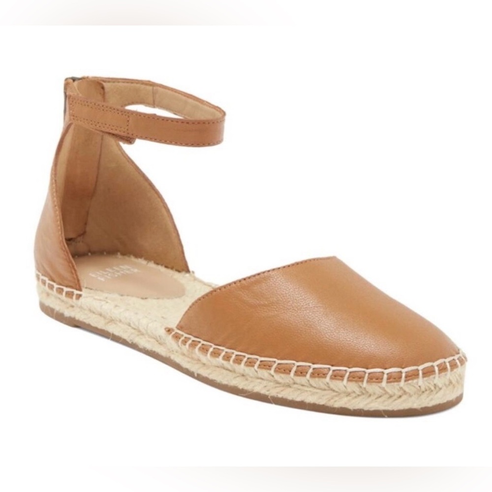 Eileen Fisher Lala Cognac Leather Ankle-Strap Espadrille